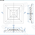 Посадочные размеры и сечение профиля вентиляционной решетки ВР-ПКМ
