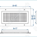 Посадочные размеры и сечение профиля вентиляционной решетки ВР-Я, ВР-ПЯ