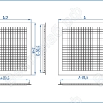 Посадочные размеры и сечение профиля вентиляционной решетки ВР-Я, ВР-ПЯ