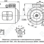 Габаритные размеры двигателеи&amp;#774; 5АН 160S...НЛБ. Монтажное исполнение IM3001, IM3002