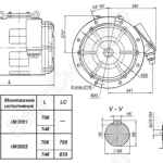 Габаритные размеры двигателя 5АН225...НЛБ. Монтажное исполнение IM3001, IM3002